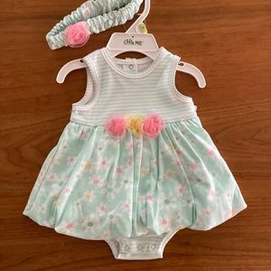 Baby Girls Blue Floral Dress